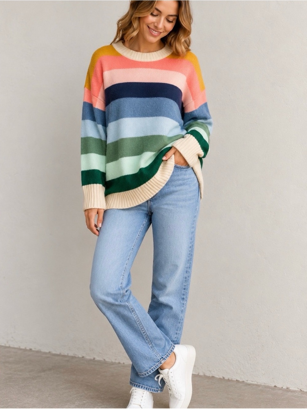 GAP multicolor striped crewneck sweater M